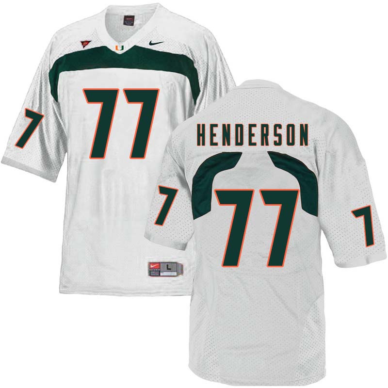 Nike Miami Hurricanes #77 Seantrel Henderson College Football Jerseys Sale-White - Click Image to Close